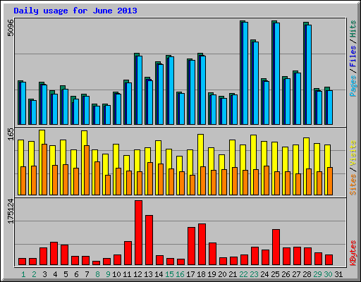 Daily usage for June 2013