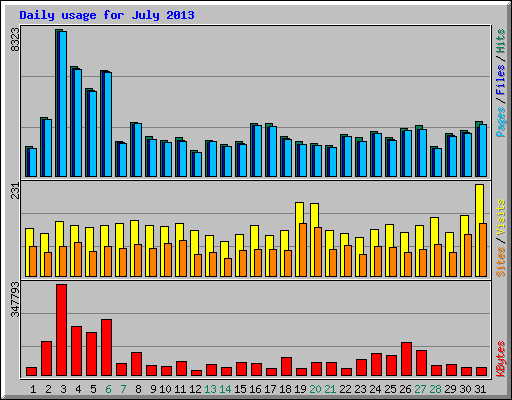 Daily usage for July 2013