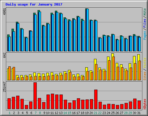 Daily usage for January 2017