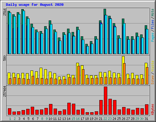 Daily usage for August 2020