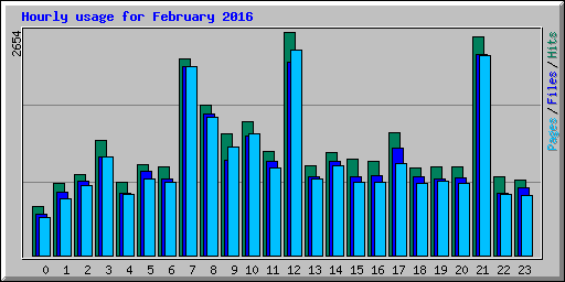 Hourly usage for February 2016