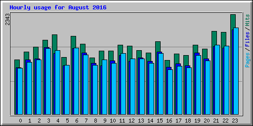 Hourly usage for August 2016