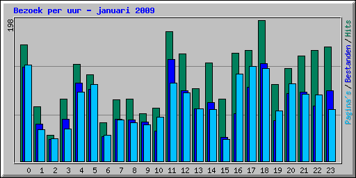 Bezoek per uur - januari 2009